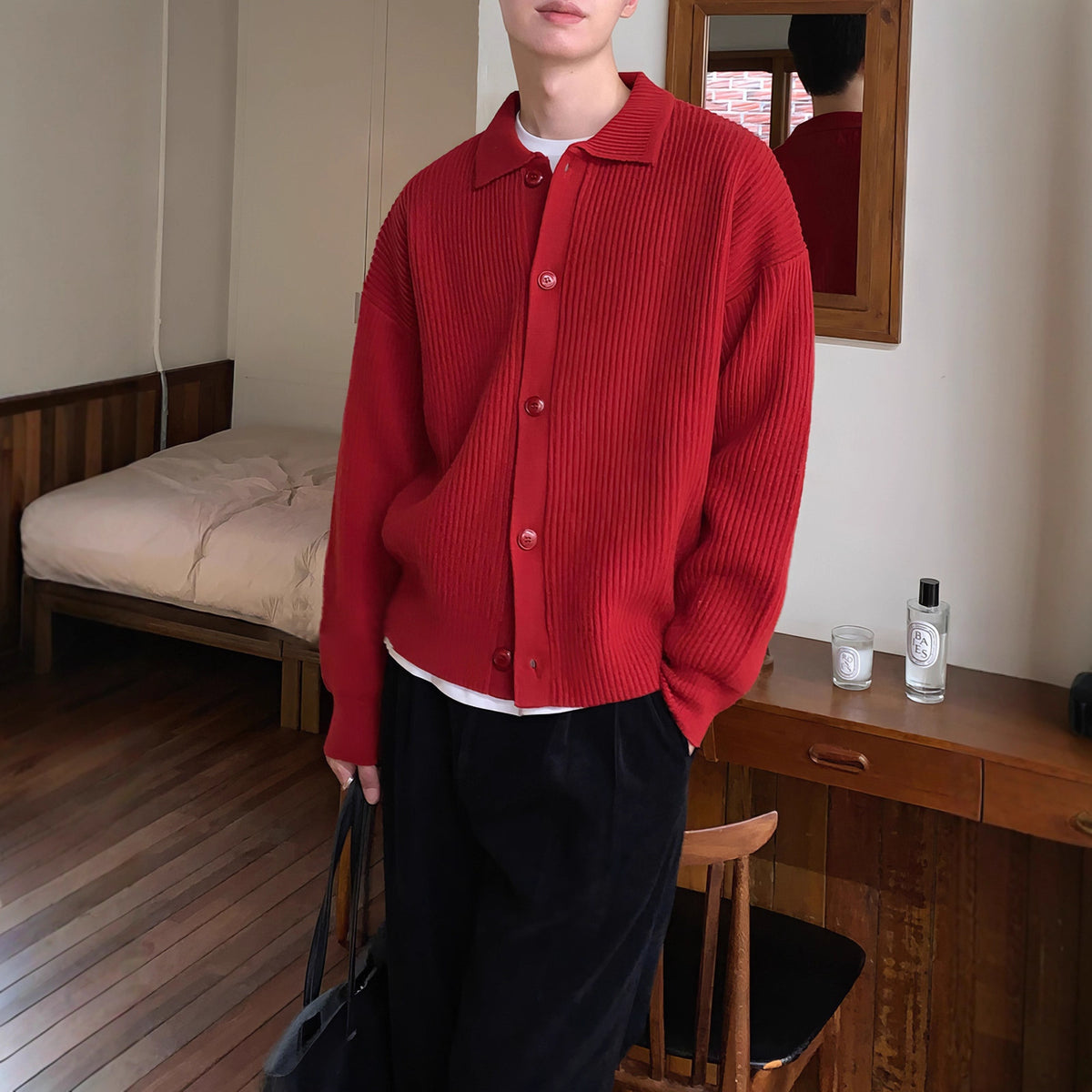 Collar Knit Cardigan for Men