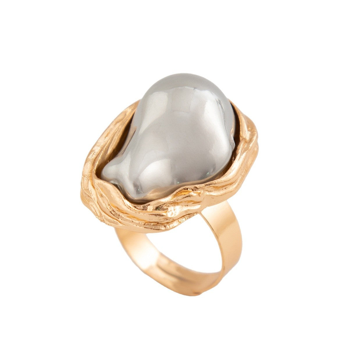 New Baroque inlaid irregular pearl rings