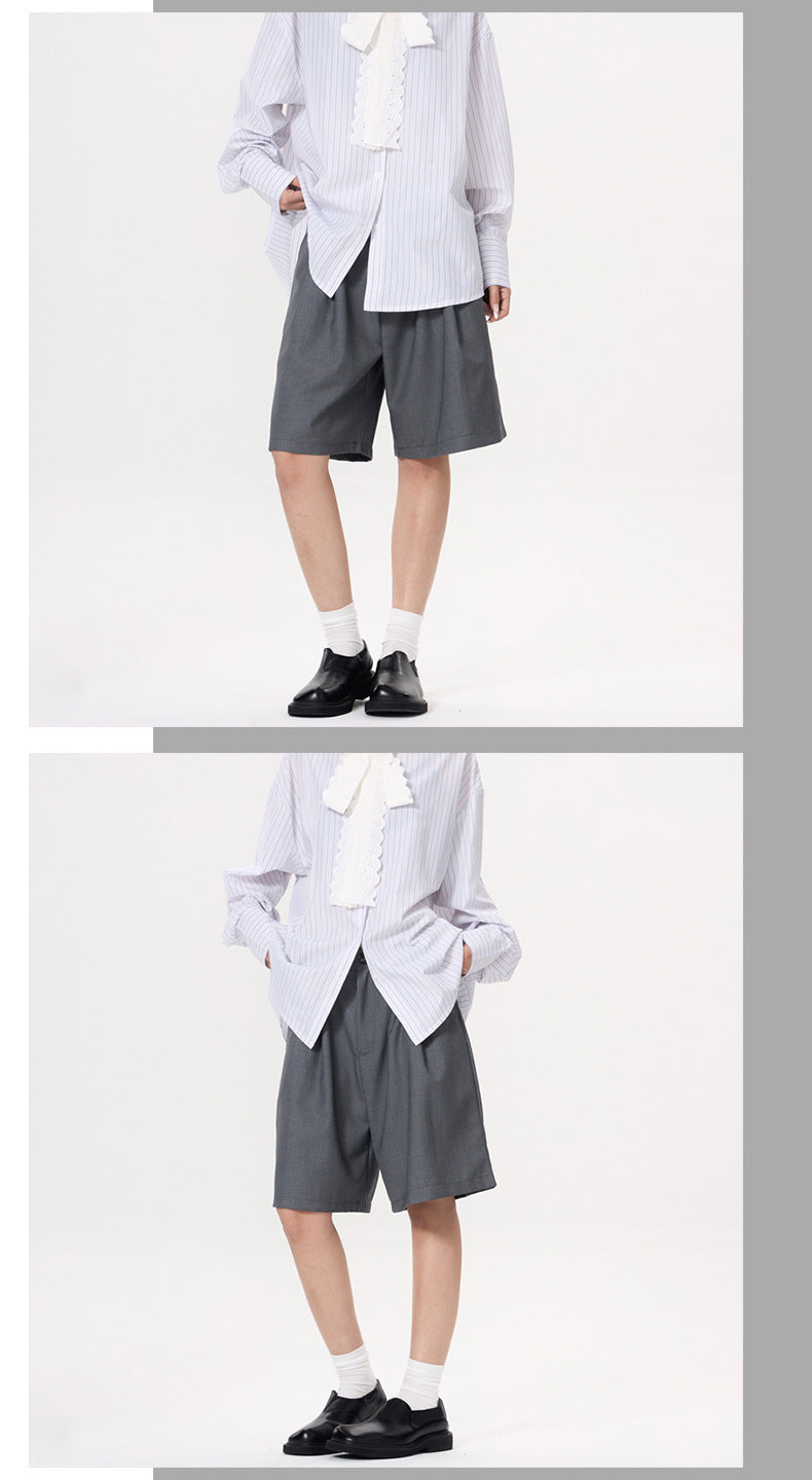 Shorts with Pleats and Diagonal Pockets
