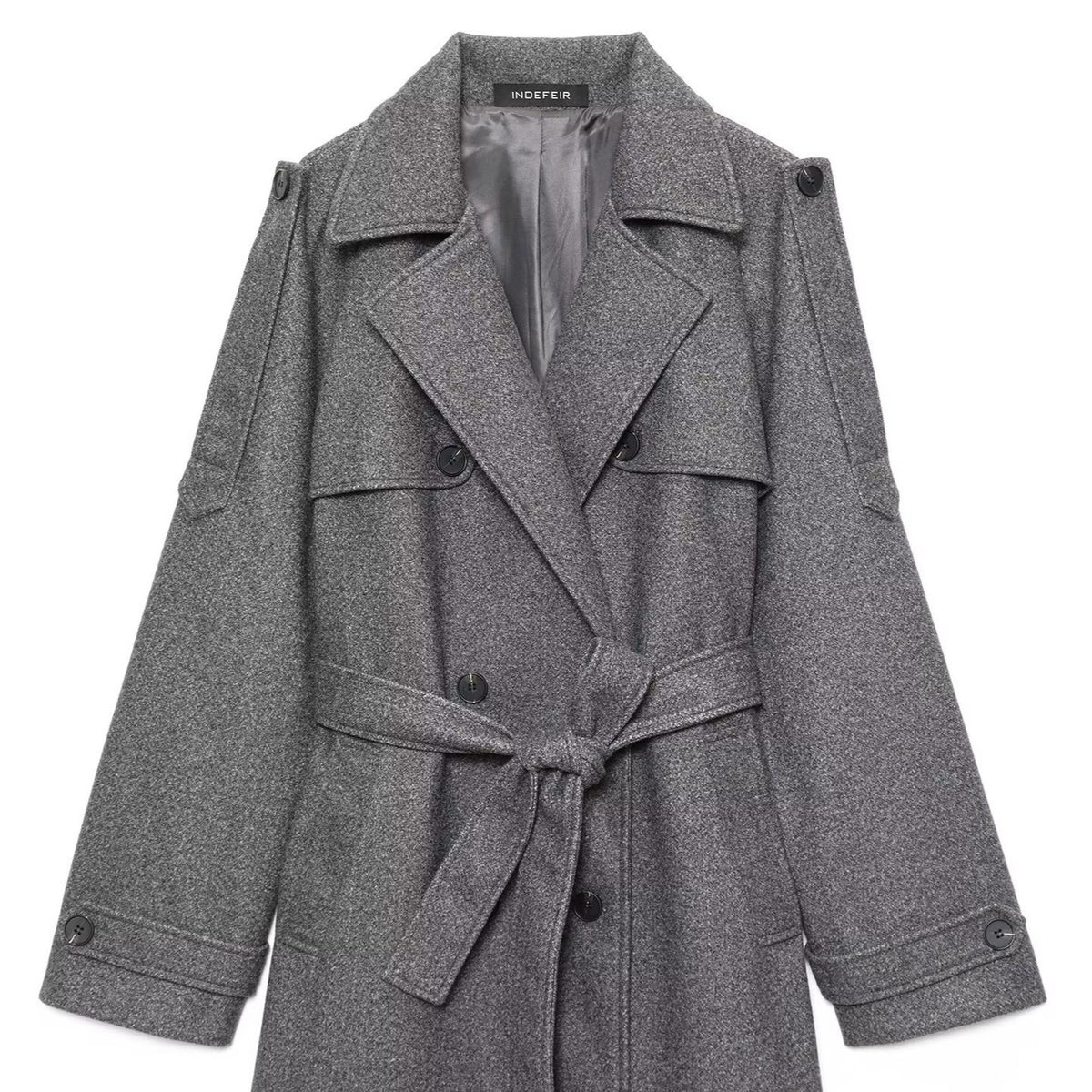 Woolen waistband long coat