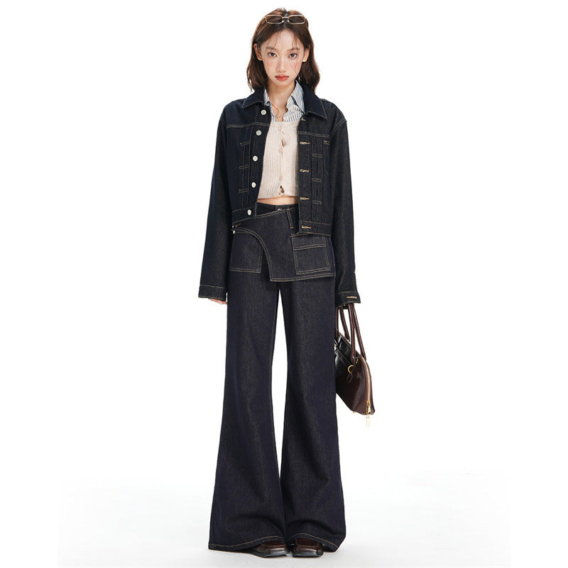 Deep Blue Wide-Leg Jeans
