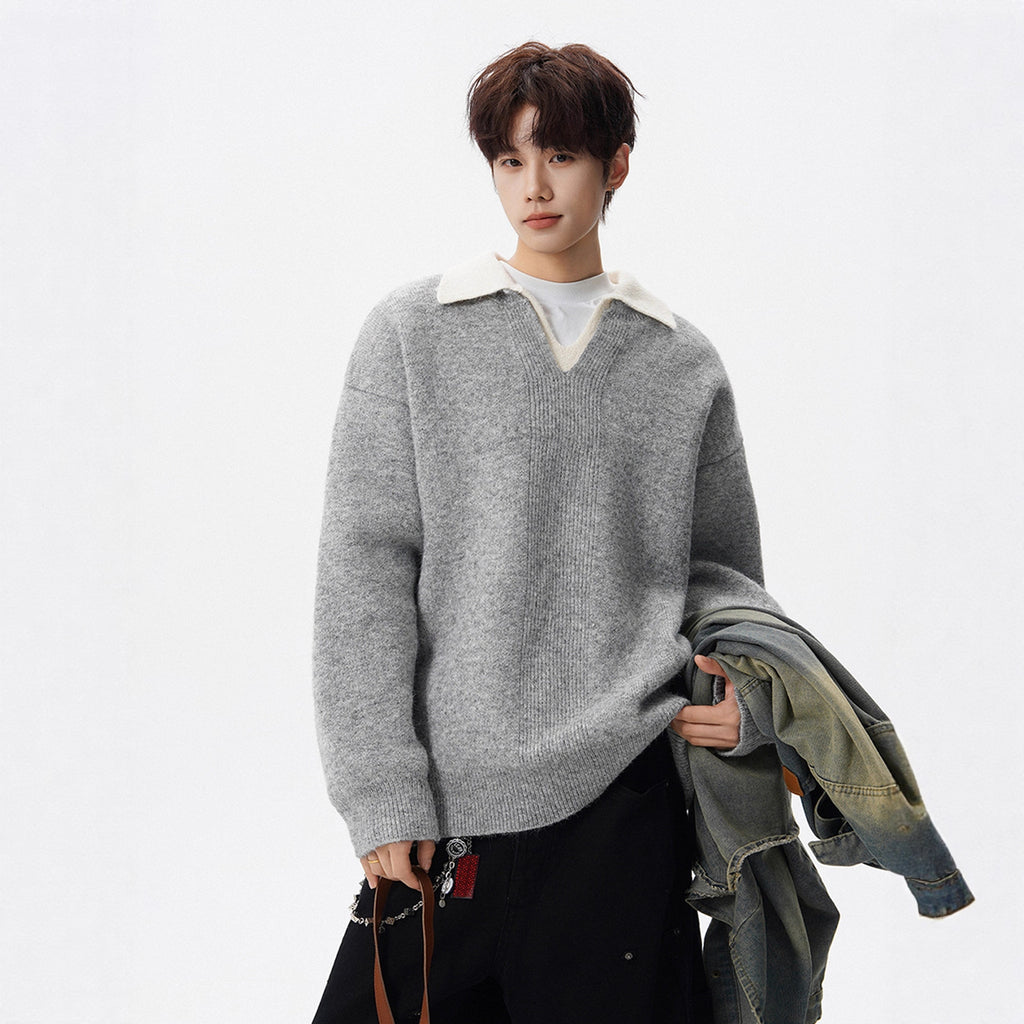Turn-Down Collar Sweater for Men