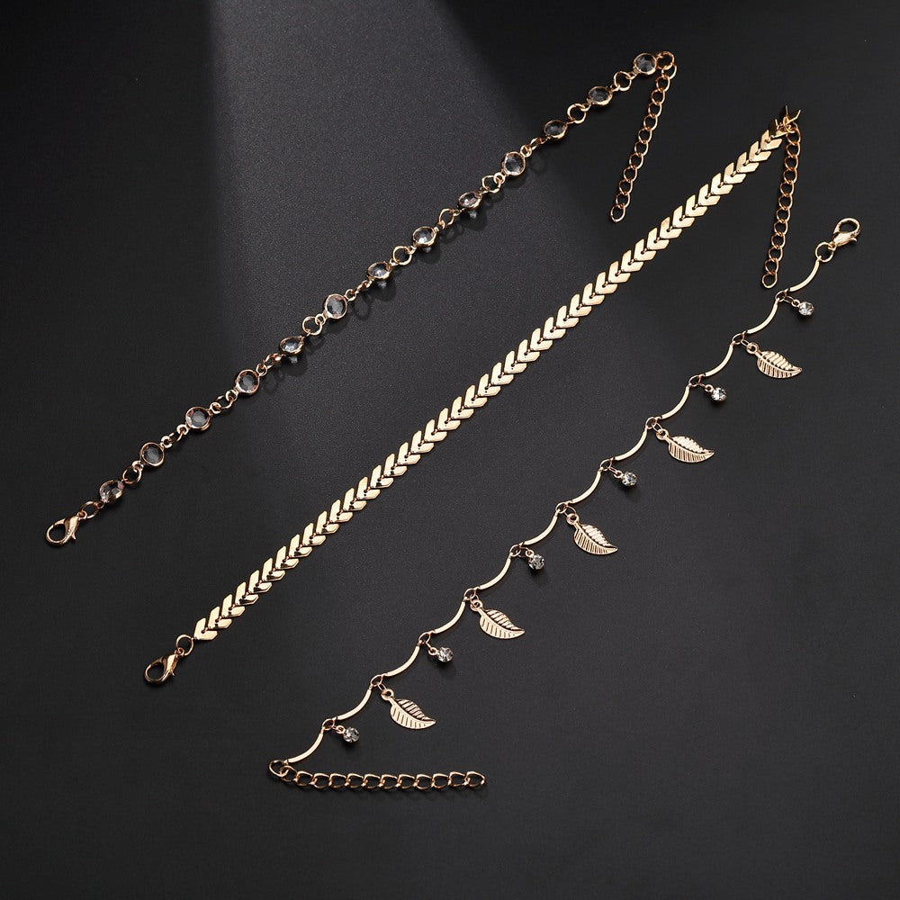 Hollow Leaf Arrow Diamond Anklet