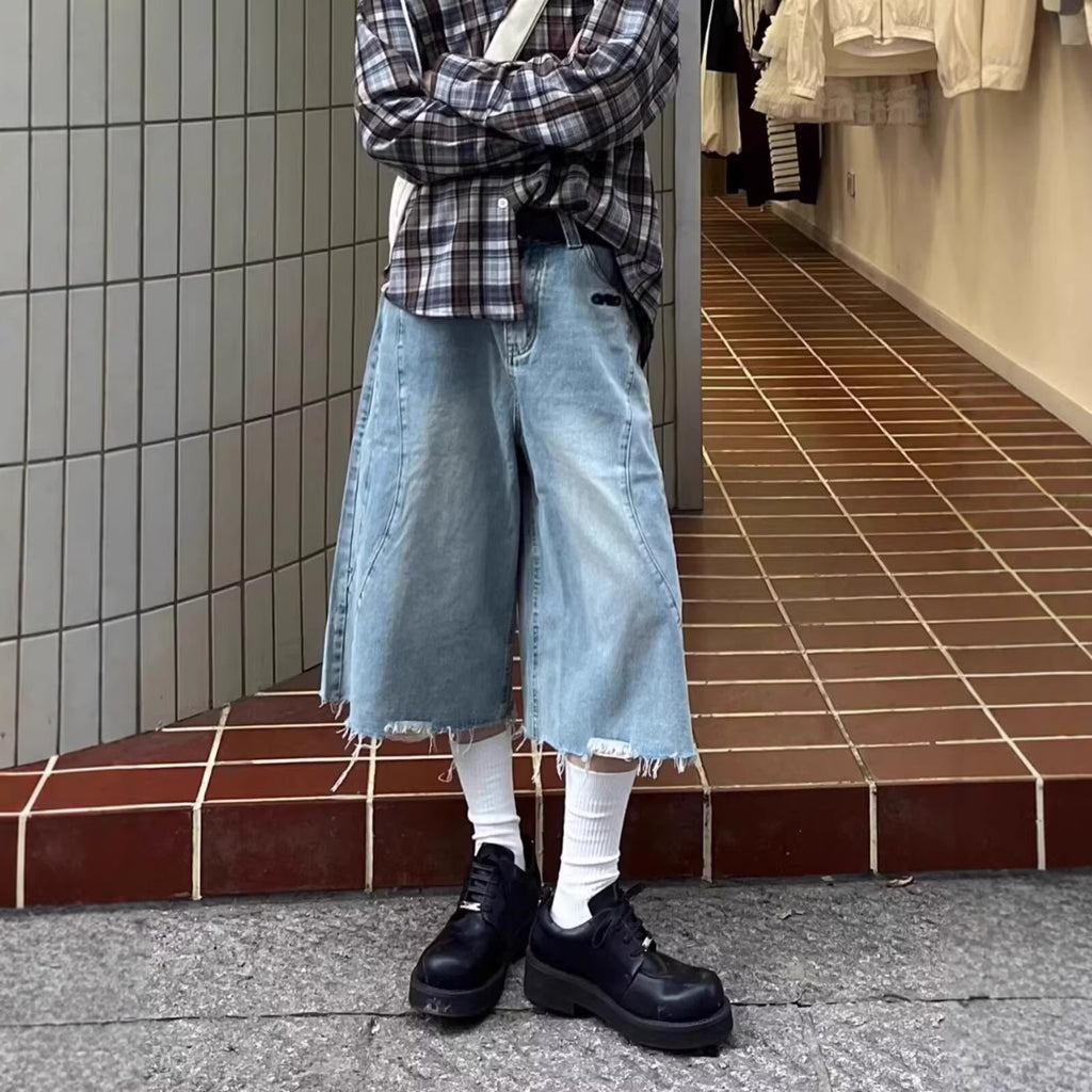 Vintage Retro Denim Shorts for Men