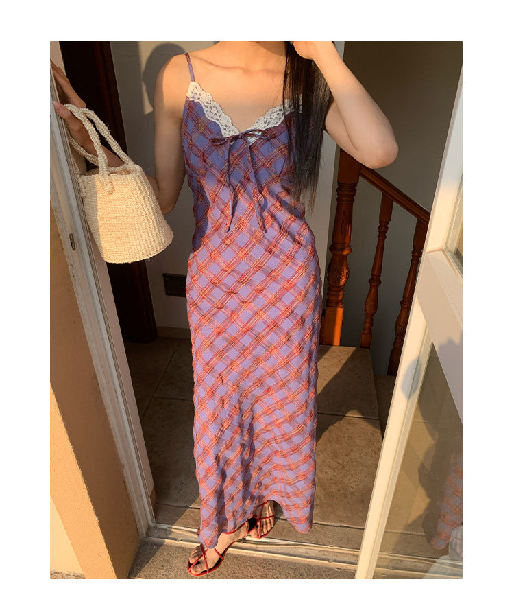 Plaid camisole dress for women
