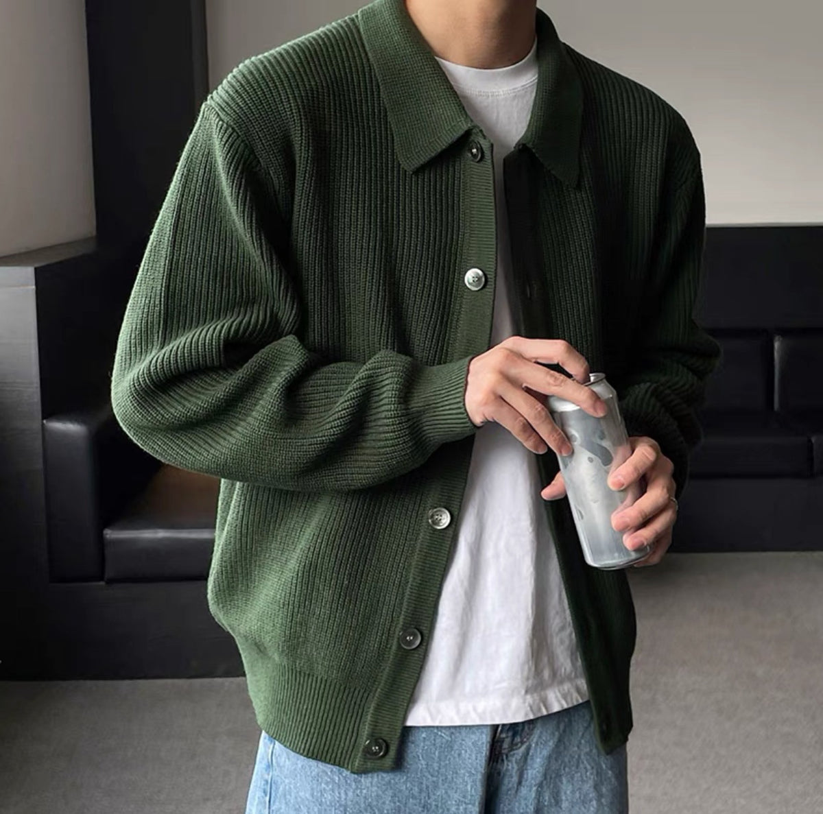 Collar Knit Cardigan for Men
