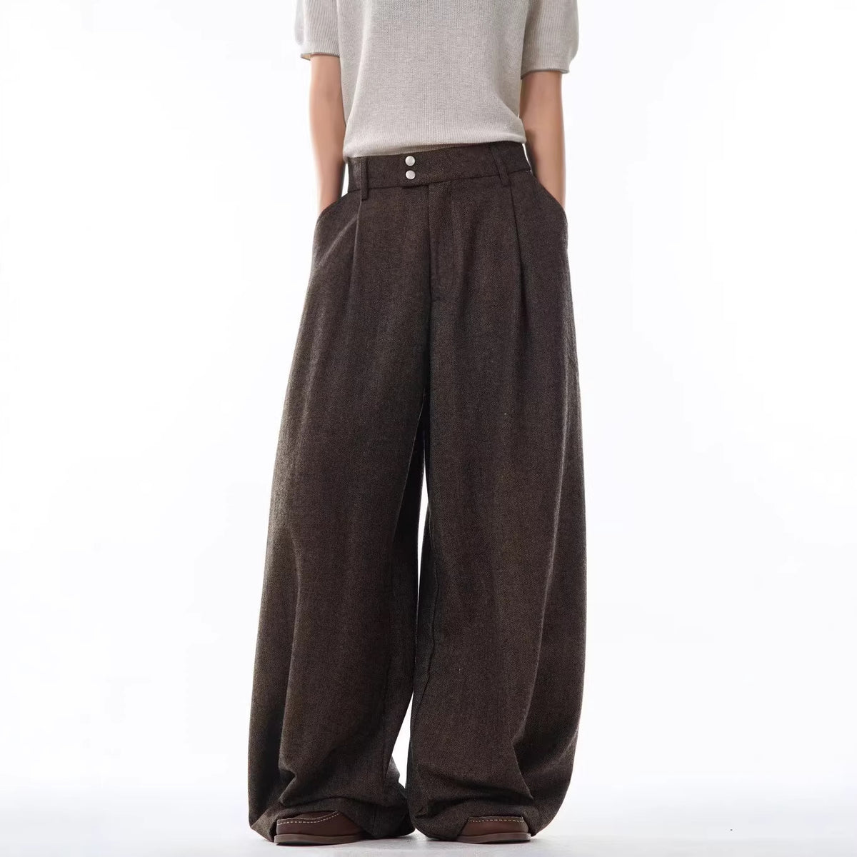 Smart Double Pleat Casual Trousers for Men and Women