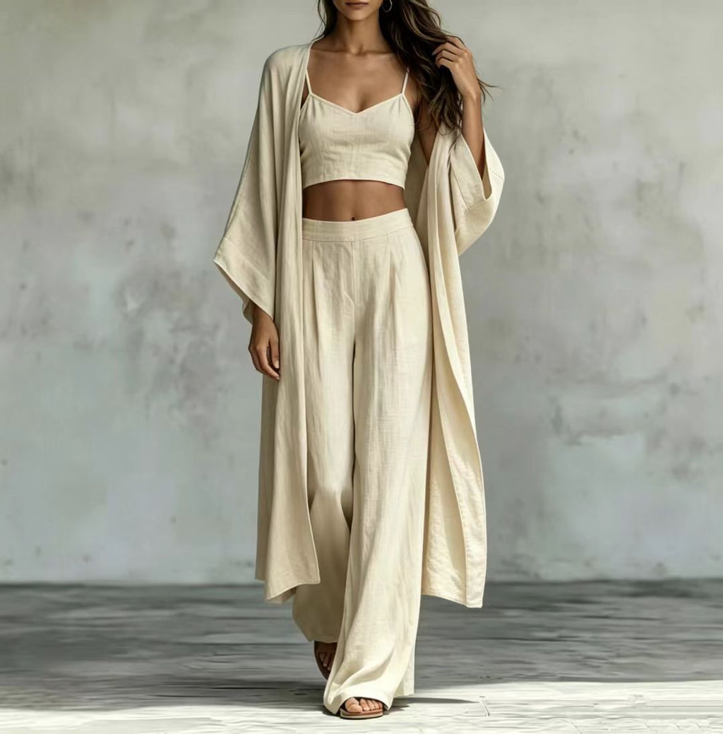 High waist wide leg pants set