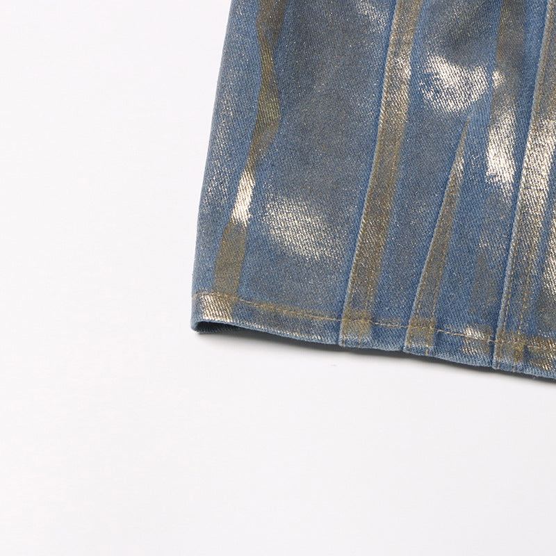 Denim short top for women