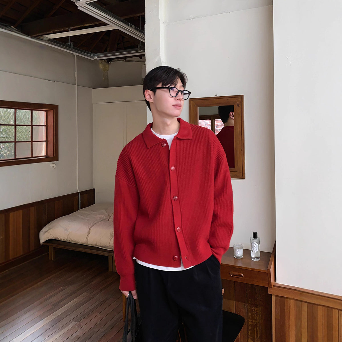 Collar Knit Cardigan for Men