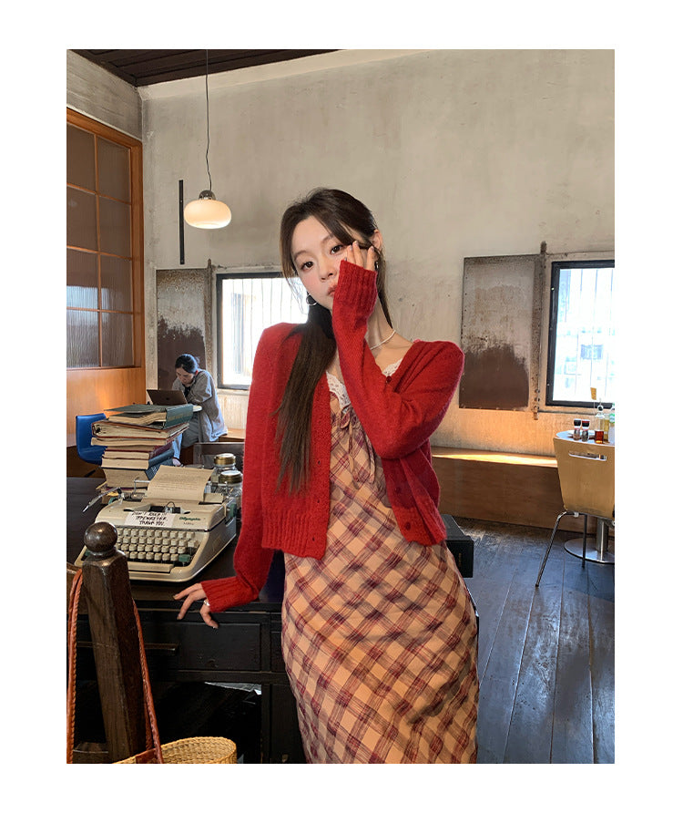 Plaid camisole dress for women