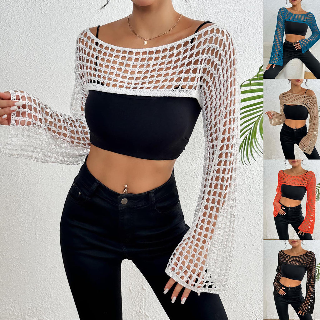 Off-Shoulder Knitwear Short Shirt