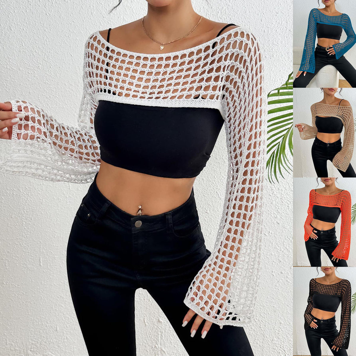 Off-Shoulder Knitwear Short Shirt
