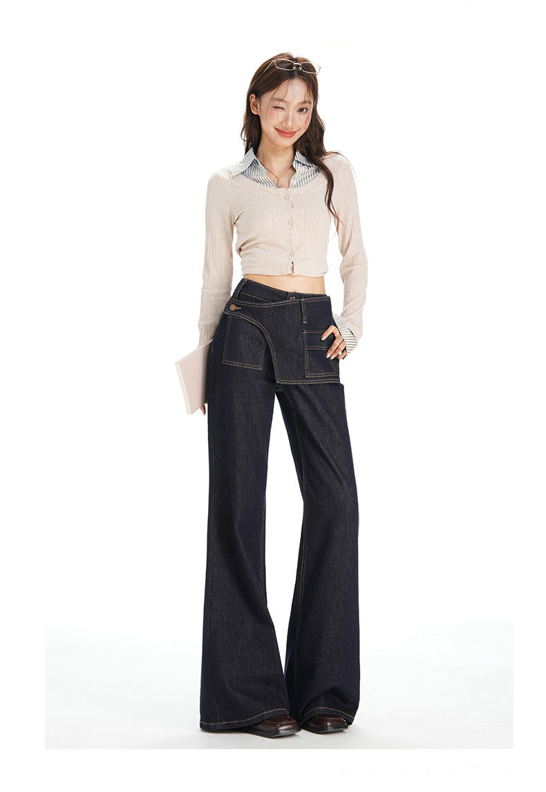Deep Blue Wide-Leg Jeans