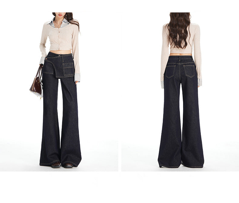 Deep Blue Wide-Leg Jeans