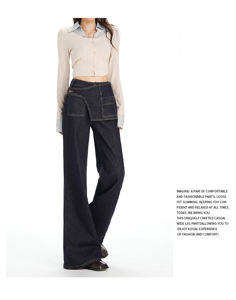 Deep Blue Wide-Leg Jeans