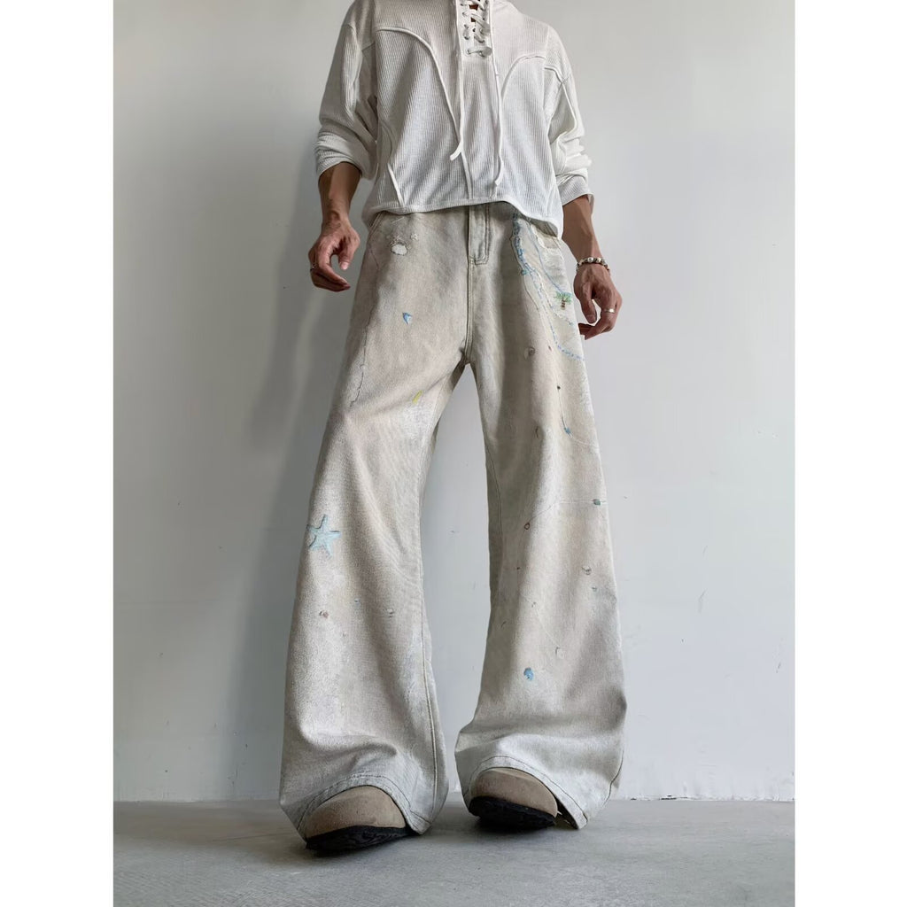 Ink splashed jeans for men