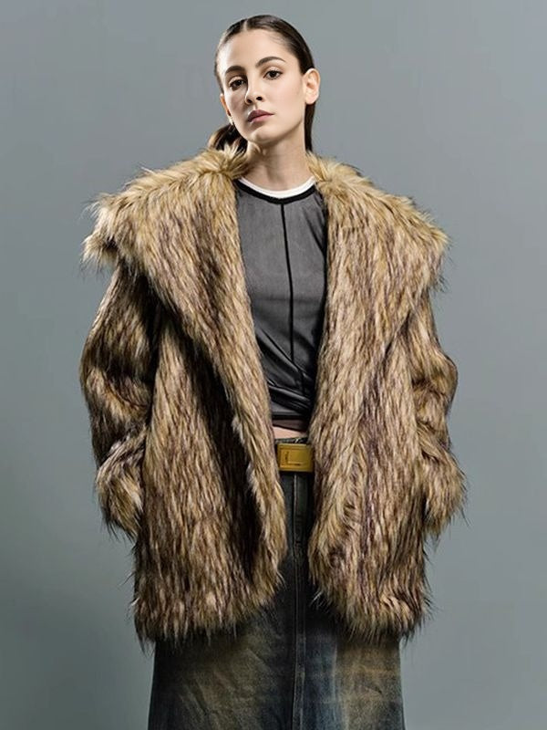 Unisex big fur coat