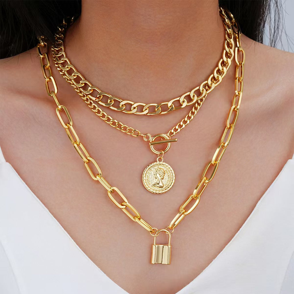 Alloy layered necklace