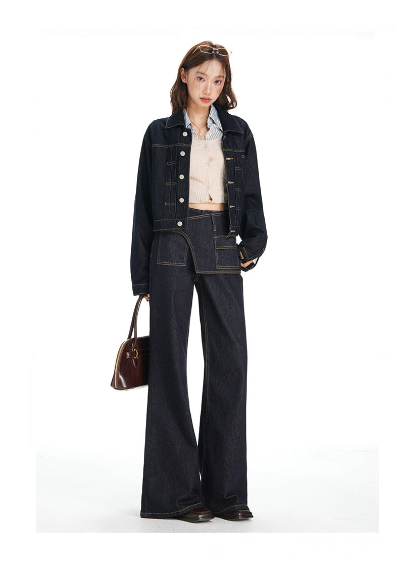 Deep Blue Wide-Leg Jeans