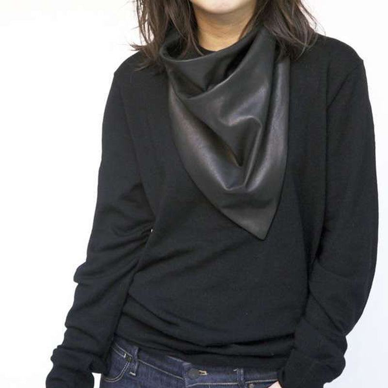 Artificial leather triangle scarf