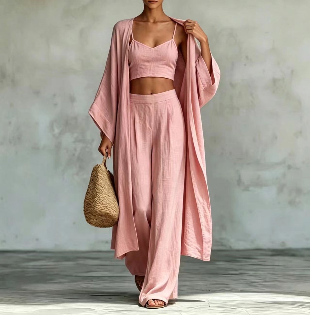 High waist wide leg pants set
