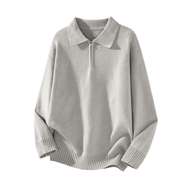 Simple Polo Neck Knitwear for Men