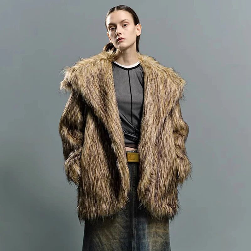 Unisex big fur coat