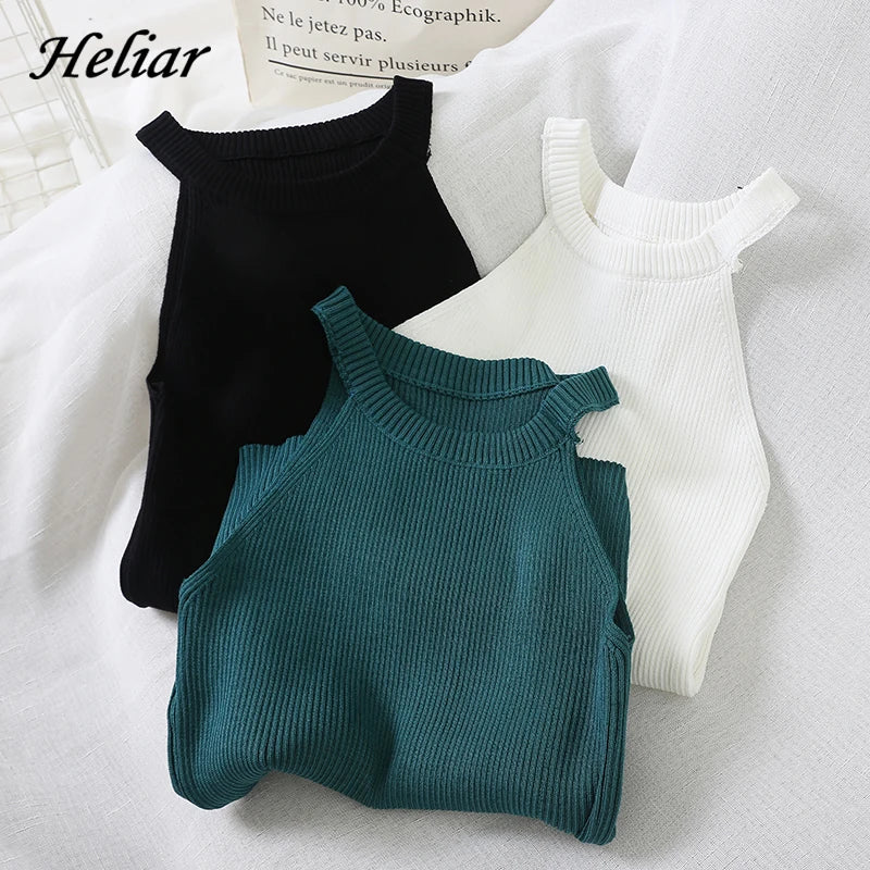Stretchy Knitted Tank Tops