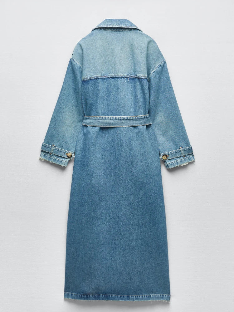 Long Denim Trench Coats
